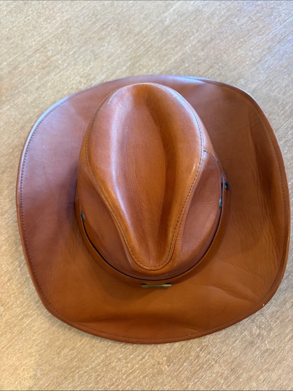 Classic Leather Western Cowboy Hat - Tan